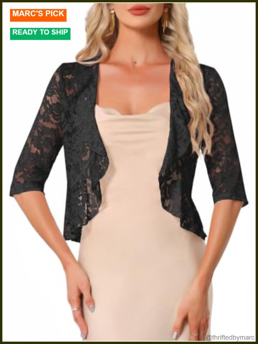 Lace Shrug Women Half Sleeve Bolero Cardigan Cover Up Top Floral Ruffle Hem